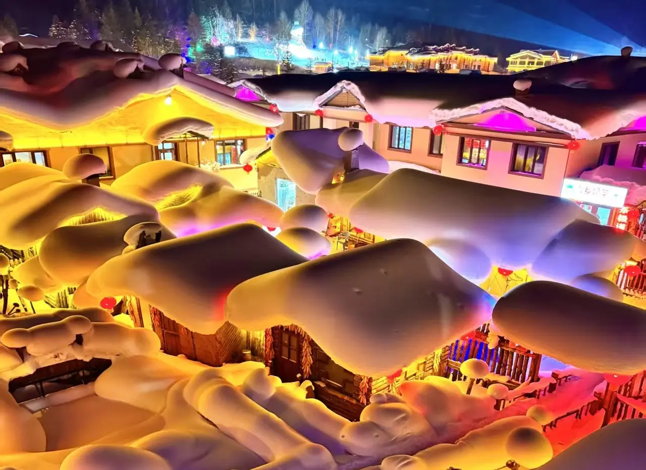 棒槌山棧道觀雪鄉夜景